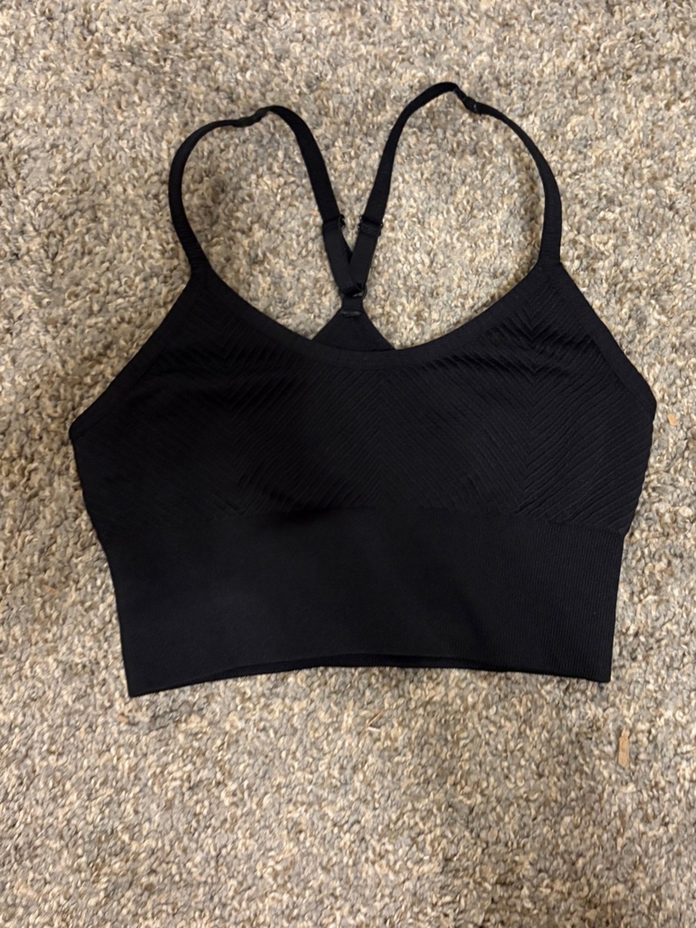 Black Seamless Racerback Crop Bra